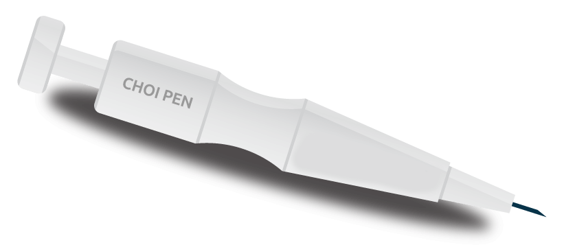 Le stylo implanteur Choi Pen utilisé en greffe DHI pour une implantation précise et naturelle.